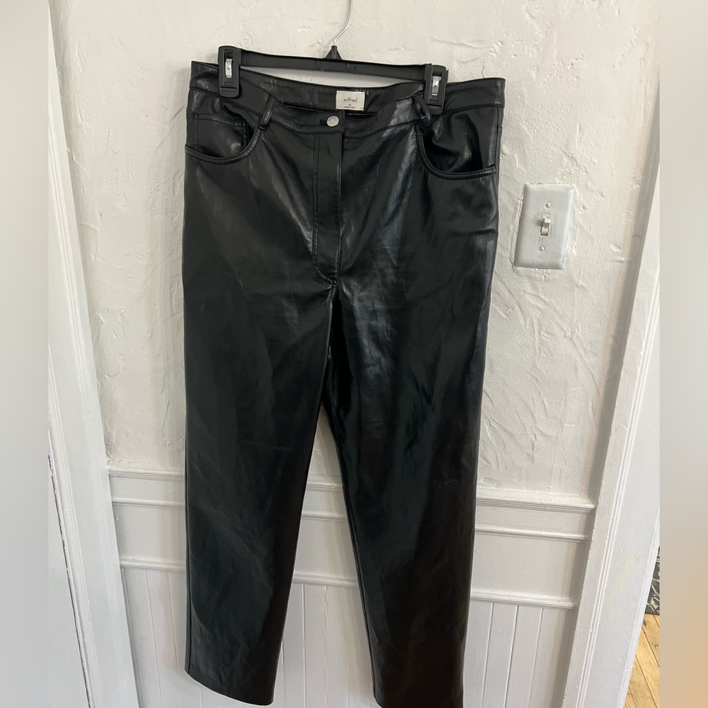 Wilfred’s vegan leather black trousers